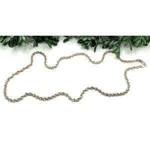 Sterling Silver Twisted Rope Chain Necklace 22" Long With Lobster Clasp